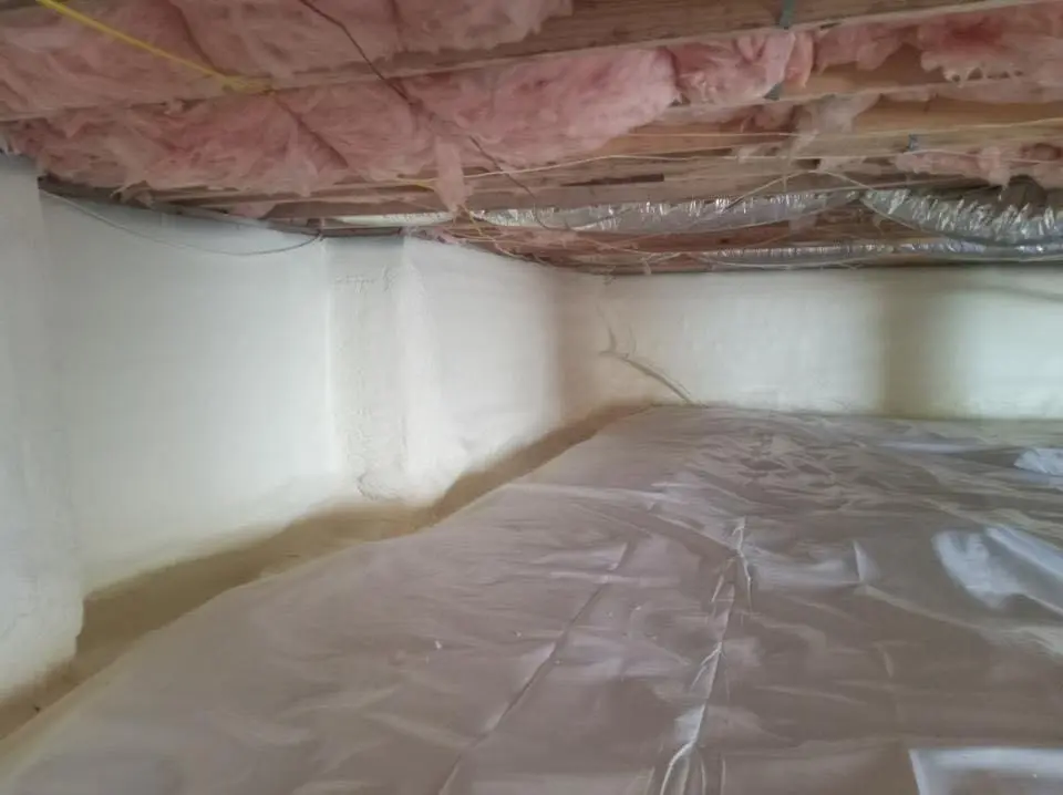 Crawl space encapsulation with closed-cell spray foam for Roof Waterproofing in Upton